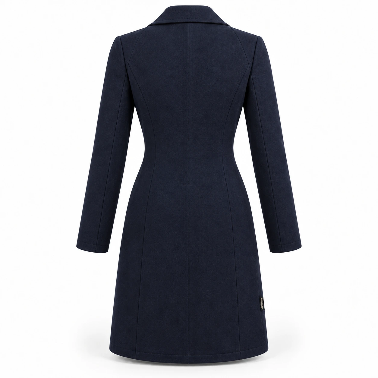Attirings Women's Slim Fit Double-Breasted Coat, back view - AI sample