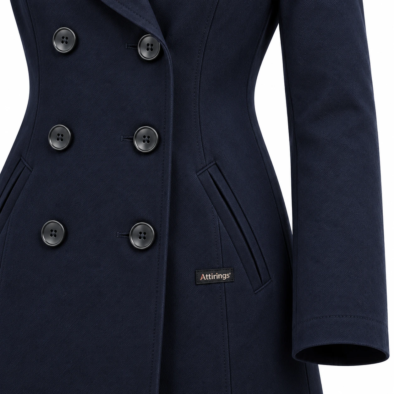 Attirings Women's Slim Fit Double-Breasted Coat, detail view - AI sample