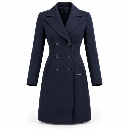 Attirings Women's Slim Fit Double-Breasted Coat, front view - AI sample