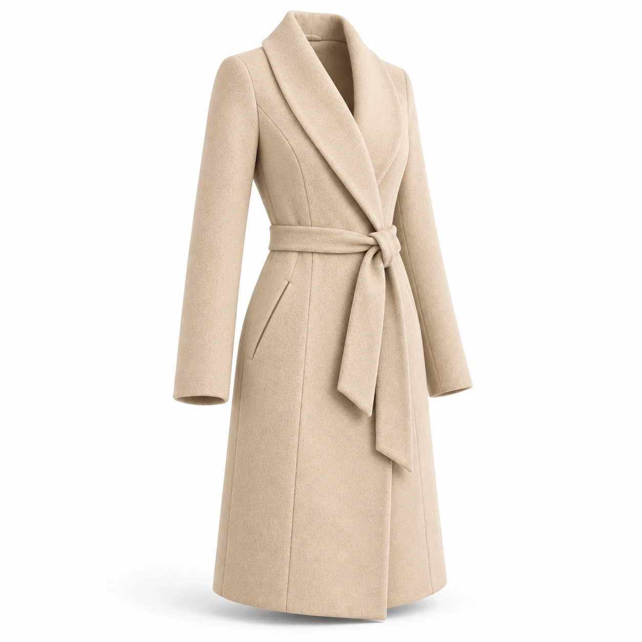 Attirings Women's Slim Fit Belted Coat, angle view - AI sample