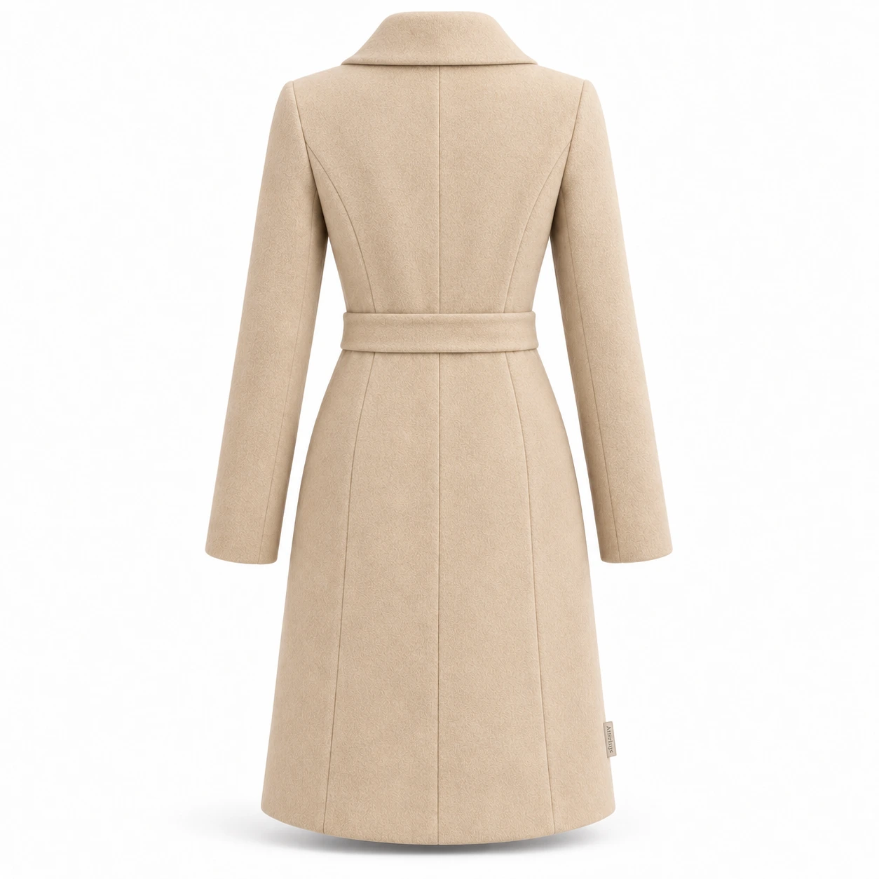 Attirings Women's Slim Fit Belted Coat, back view - AI sample