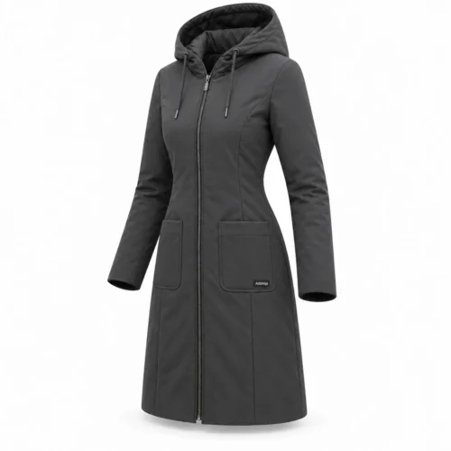Attirings Women's Slim Fit Hooded Coat, angle view - AI sample