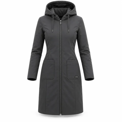 Attirings Women's Slim Fit Hooded Coat, front view - AI sample