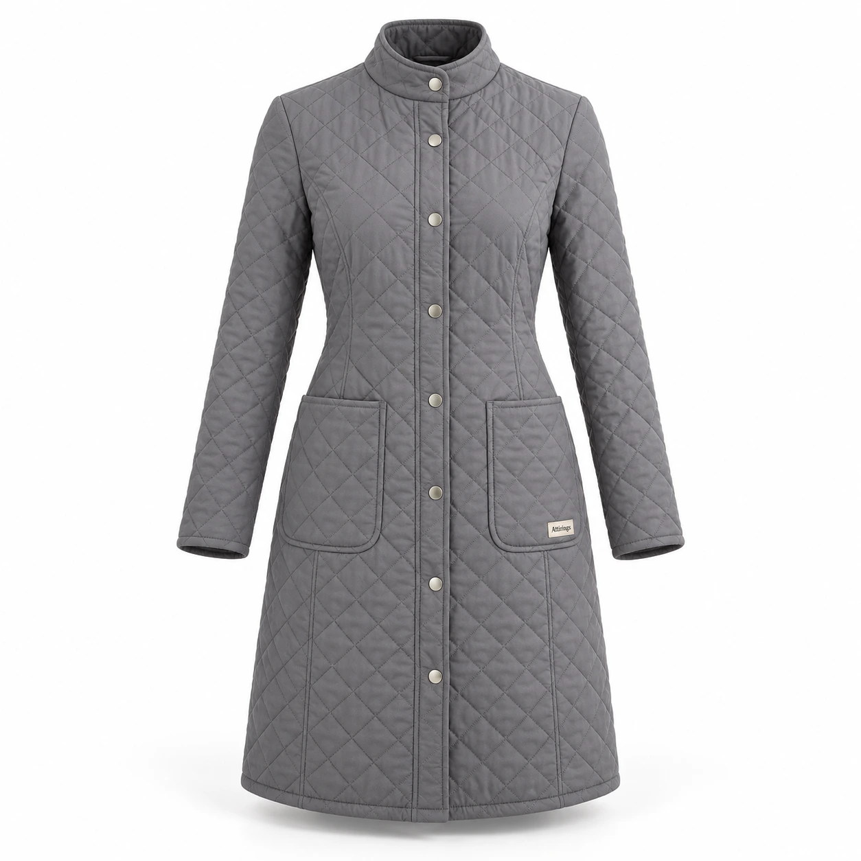 Attirings Women's Slim Fit Quilted Coat, front view - AI sample