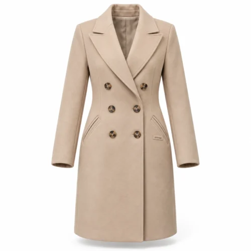 Attirings Women's Regular Fit Double-Breasted Coat, front view - AI sample