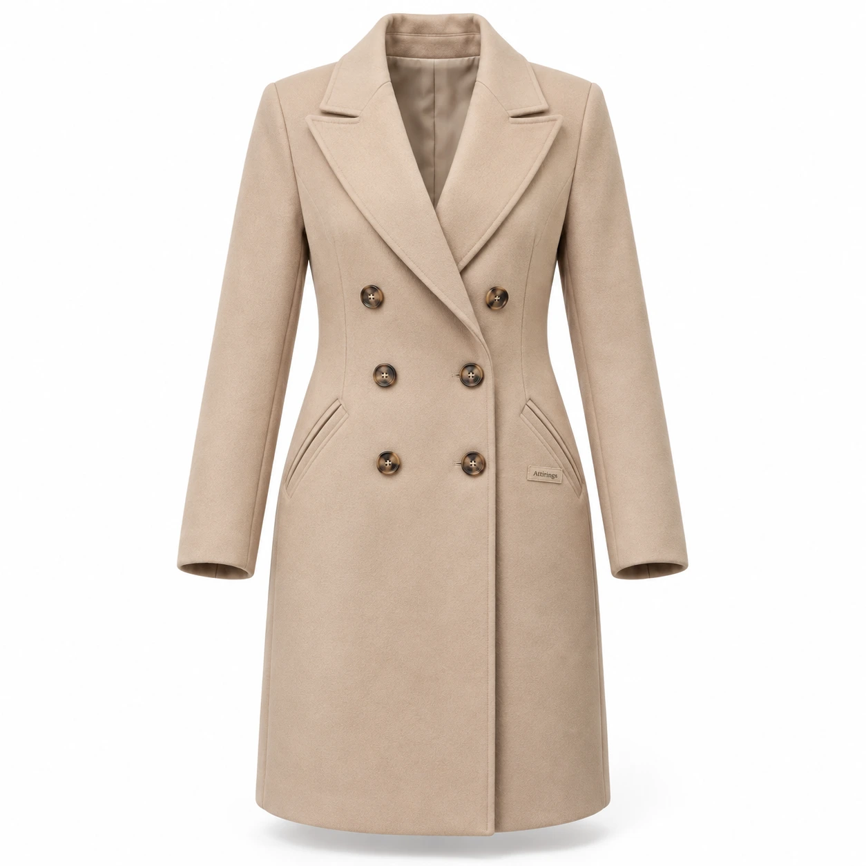 Attirings Women's Regular Fit Double-Breasted Coat, front view - AI sample