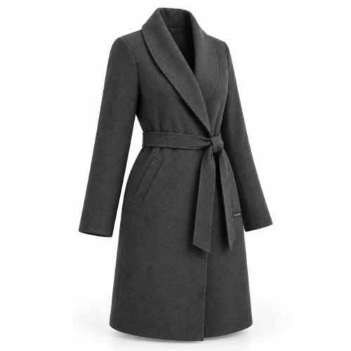 Attirings Women's Regular Fit Belted Coat, angle view - AI sample