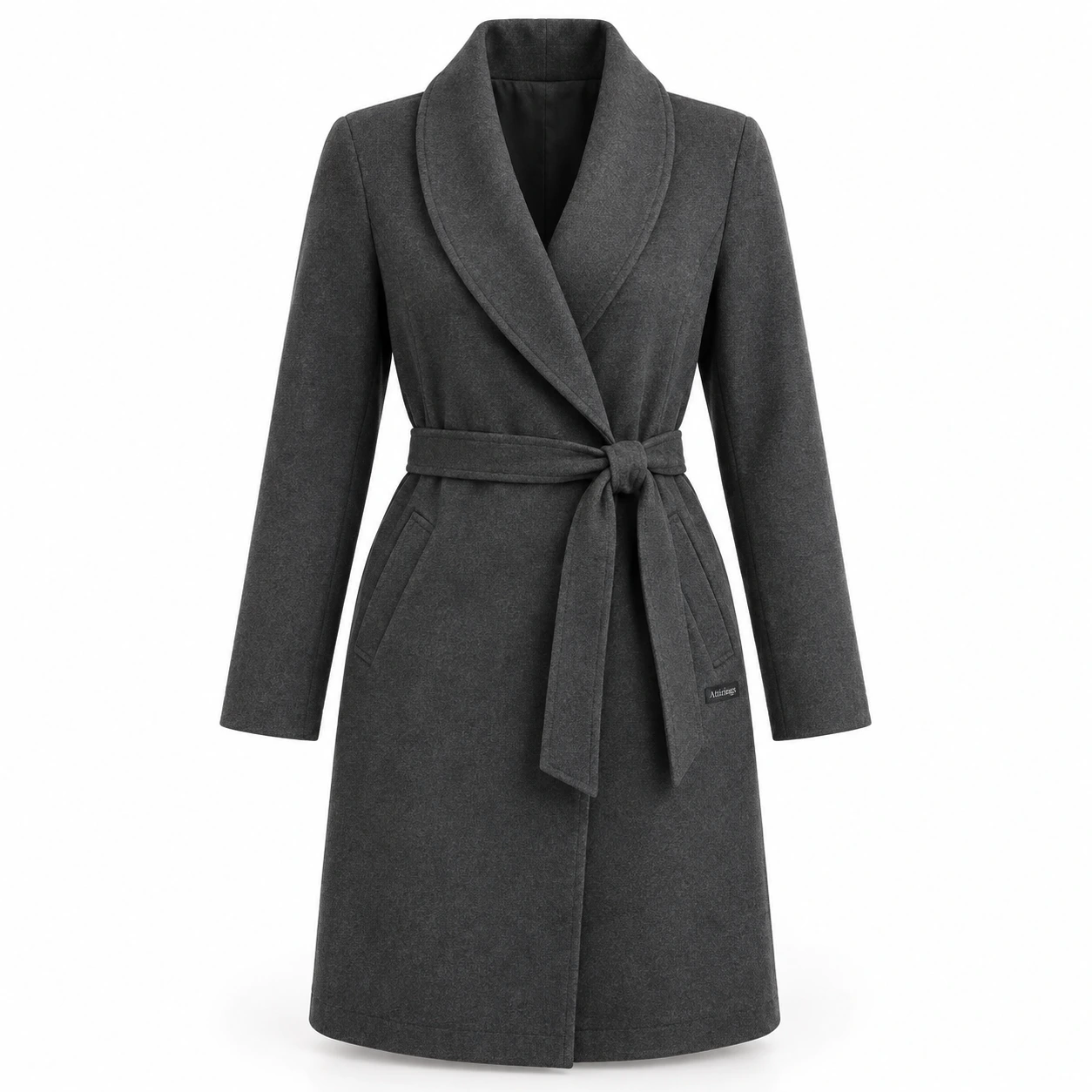 Attirings Women's Regular Fit Belted Coat, front view - AI sample