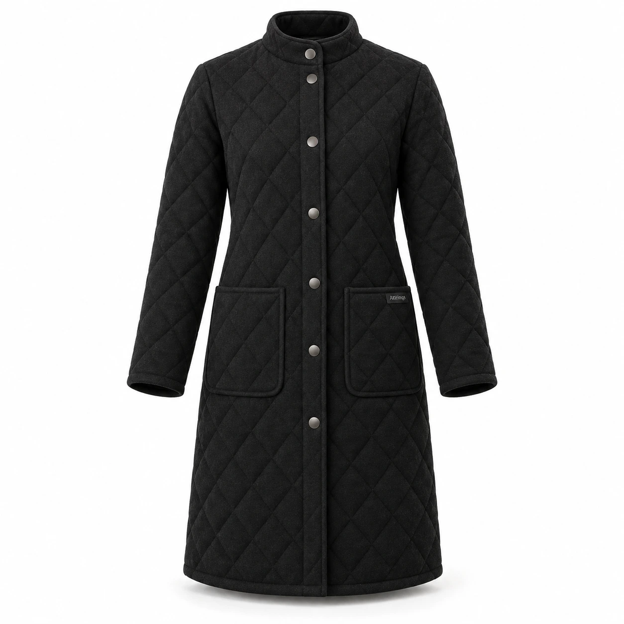 Attirings Women's Regular Fit Quilted Coat, front view - AI sample