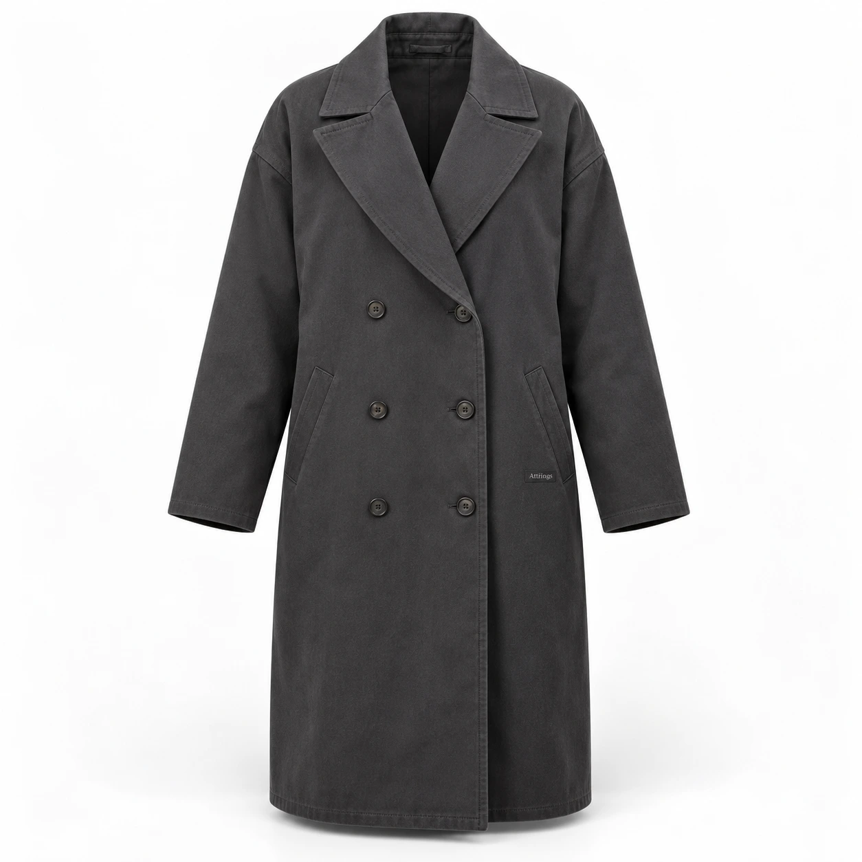 Attirings Women's Relaxed Fit Double-Breasted Coat, front view - AI sample