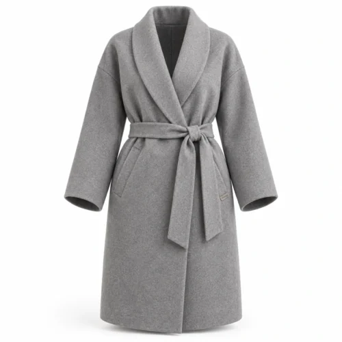Attirings Women's Relaxed Fit Belted Coat, front view - AI sample