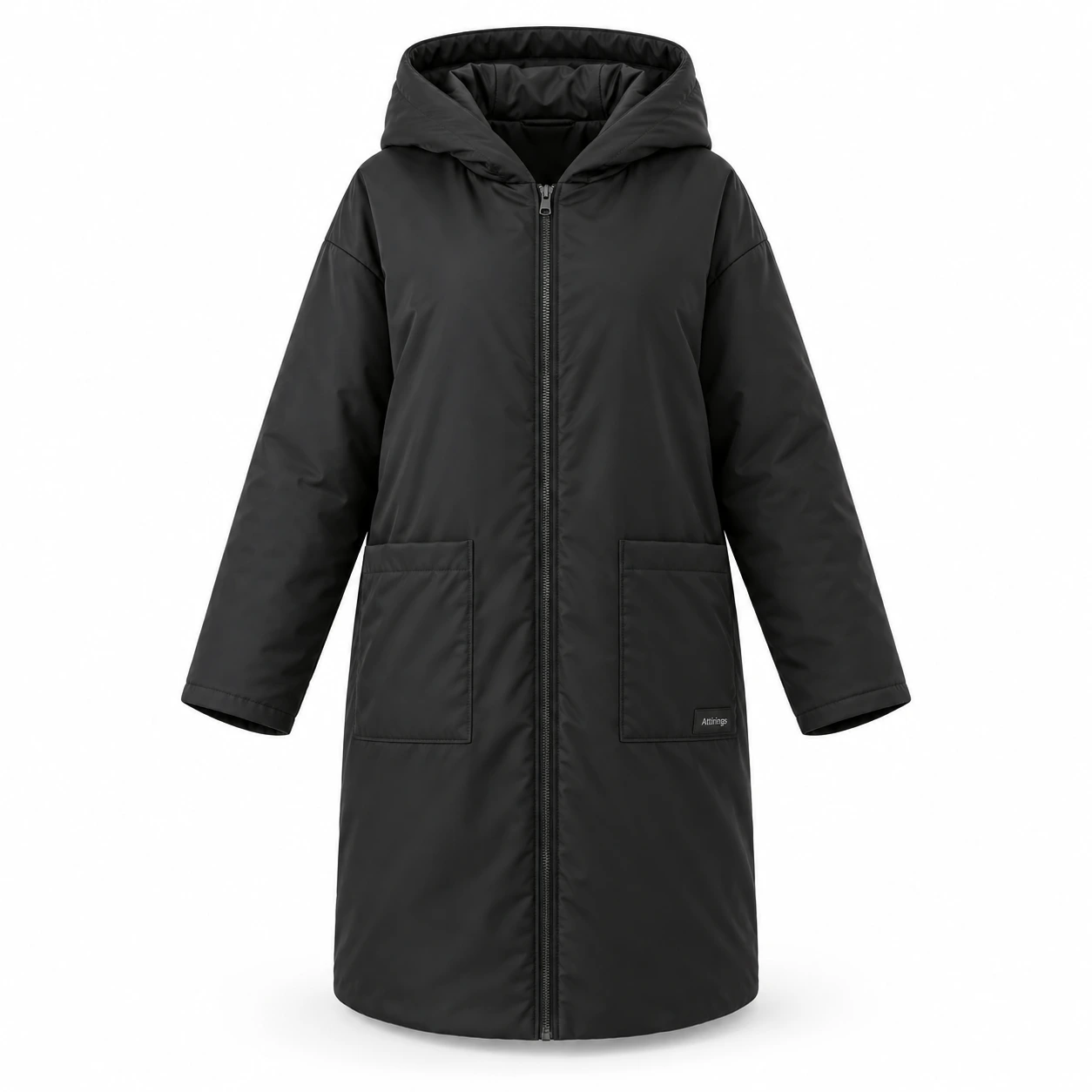 Attirings Women's Relaxed Fit Hooded Coat, front view - AI sample
