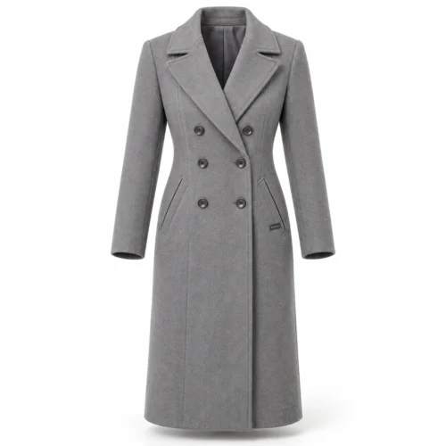 Attirings Women's Longline Fit Double-Breasted Coat, front view - AI sample