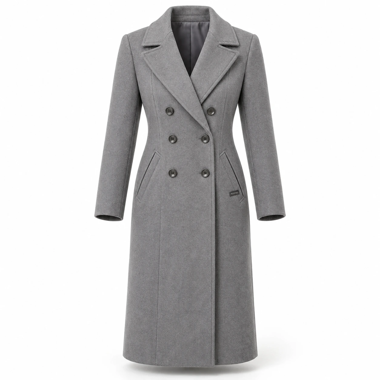 Attirings Women's Longline Fit Double-Breasted Coat, front view - AI sample