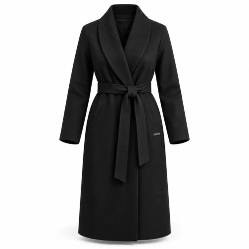 Attirings Women's Longline Fit Belted Coat, front view - AI sample