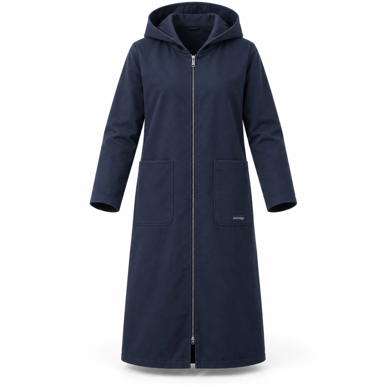 Attirings Women's Longline Fit Hooded Coat, front view - AI sample