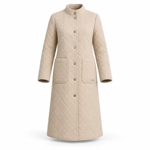 Attirings Women's Longline Fit Quilted Coat, front view - AI sample
