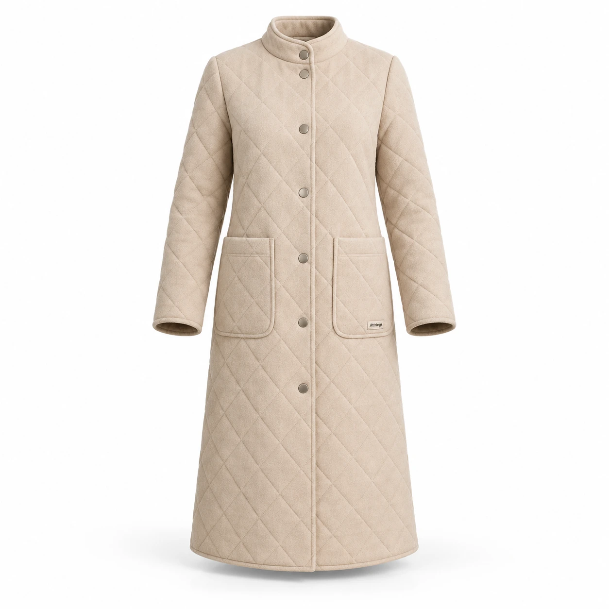 Attirings Women's Longline Fit Quilted Coat, front view - AI sample