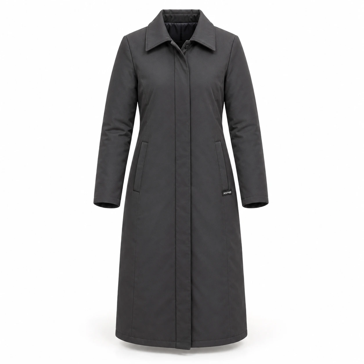 Attirings Women's Longline Fit Long Sleeve Coat, front view - AI sample