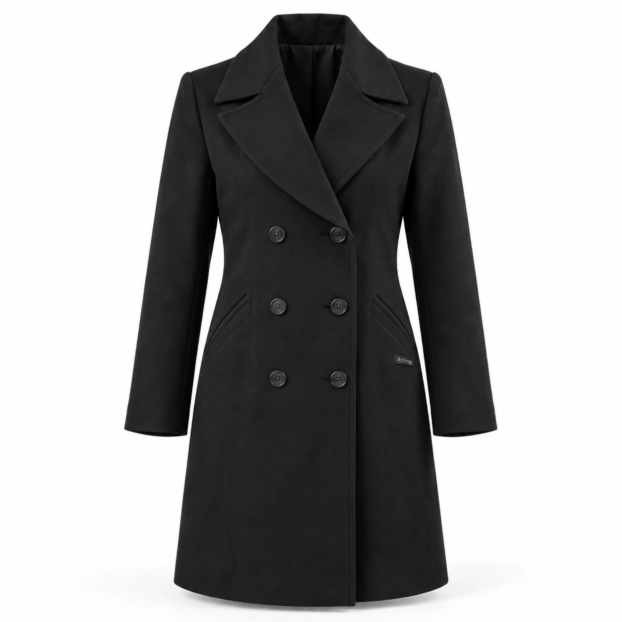 Attirings Women's Classic Fit Double-Breasted Coat, front view - AI sample