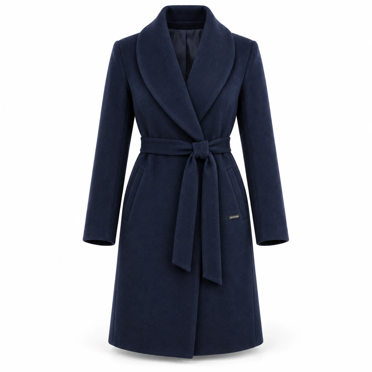 Attirings Women's Classic Fit Belted Coat, front view - AI sample