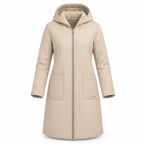 Attirings Women's Classic Fit Hooded Coat, front view - AI sample