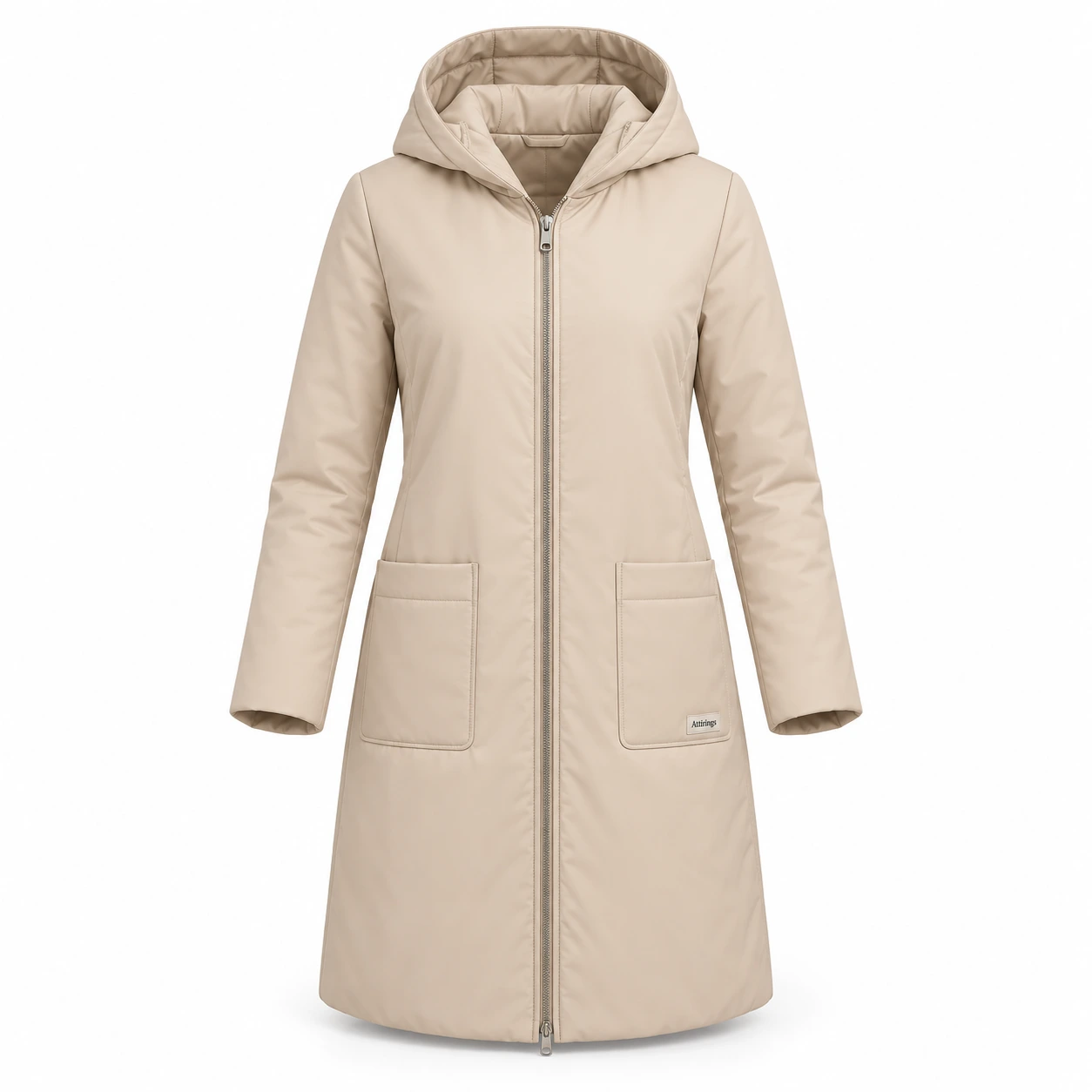 Attirings Women's Classic Fit Hooded Coat, front view - AI sample
