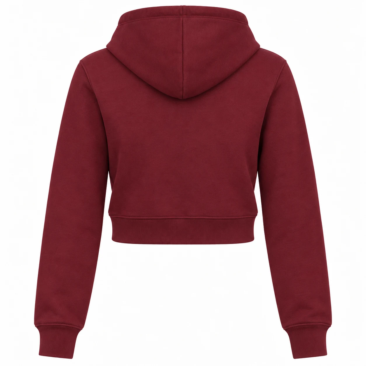 Women's Classic Fit Cropped Hoodie in maroon, back view, AI-generated design sample