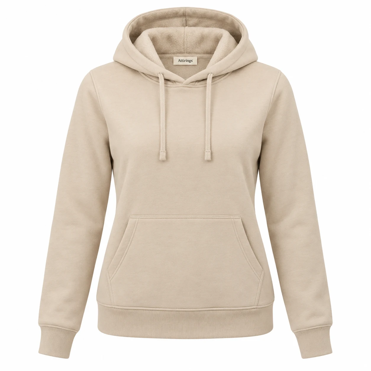 Women's Classic Fit Fleece-Lined Hoodie in beige, front view, AI-generated design sample