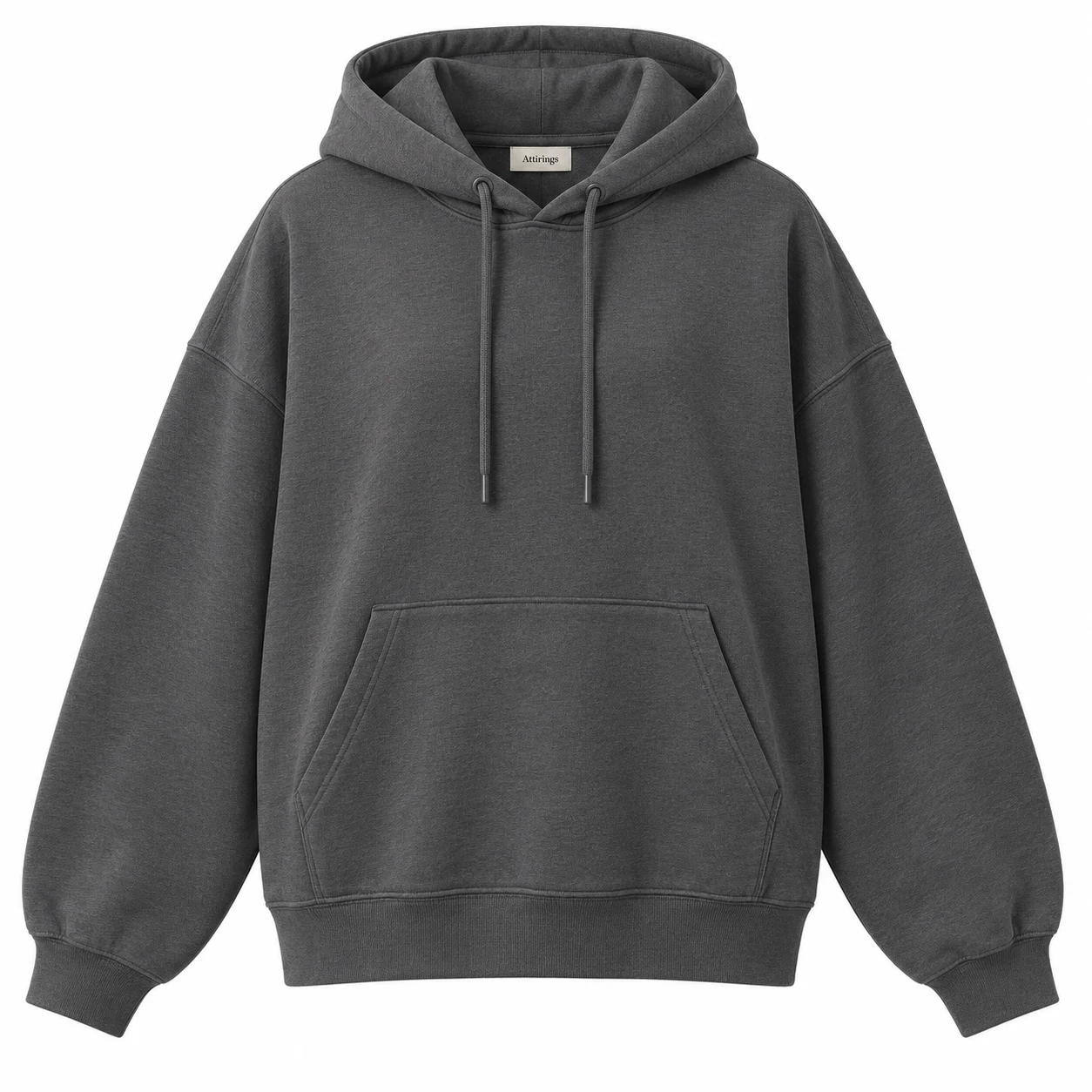 Women's Oversized Fit Drawstring Hood Hoodie in charcoal, front view, AI-generated design sample