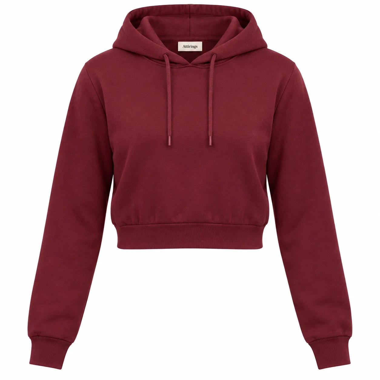 Women's Regular Fit Cropped Hoodie in maroon, front view, AI-generated design sample