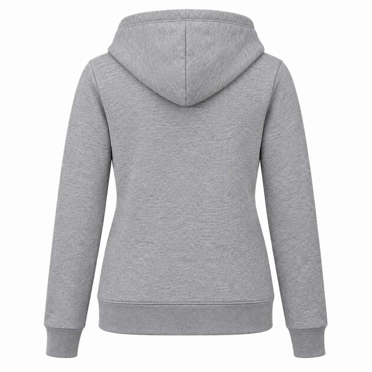 Women's Regular Fit Zip-Up Hoodie in grey, back view, AI-generated design sample