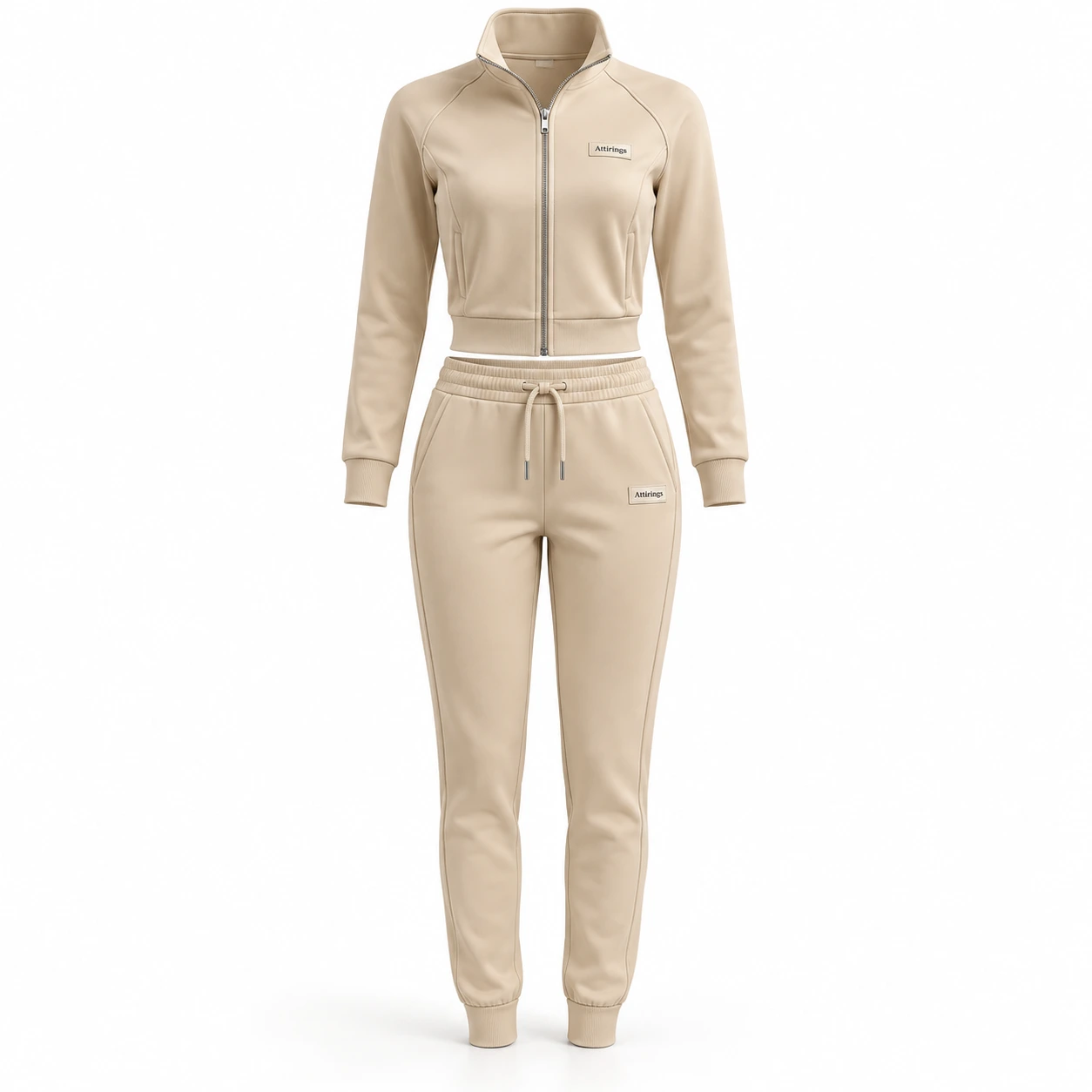 Attirings Women's Slim Fit Cropped Jacket Set Tracksuit, front view - AI sample