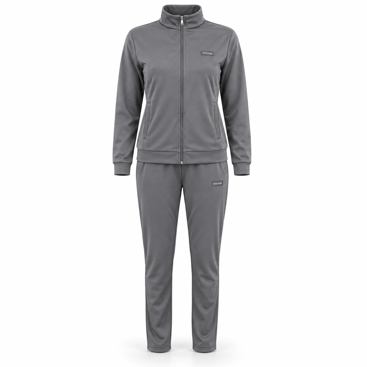 Attirings Women's Regular Fit Zip-Up Jacket Set Tracksuit, front view - AI sample