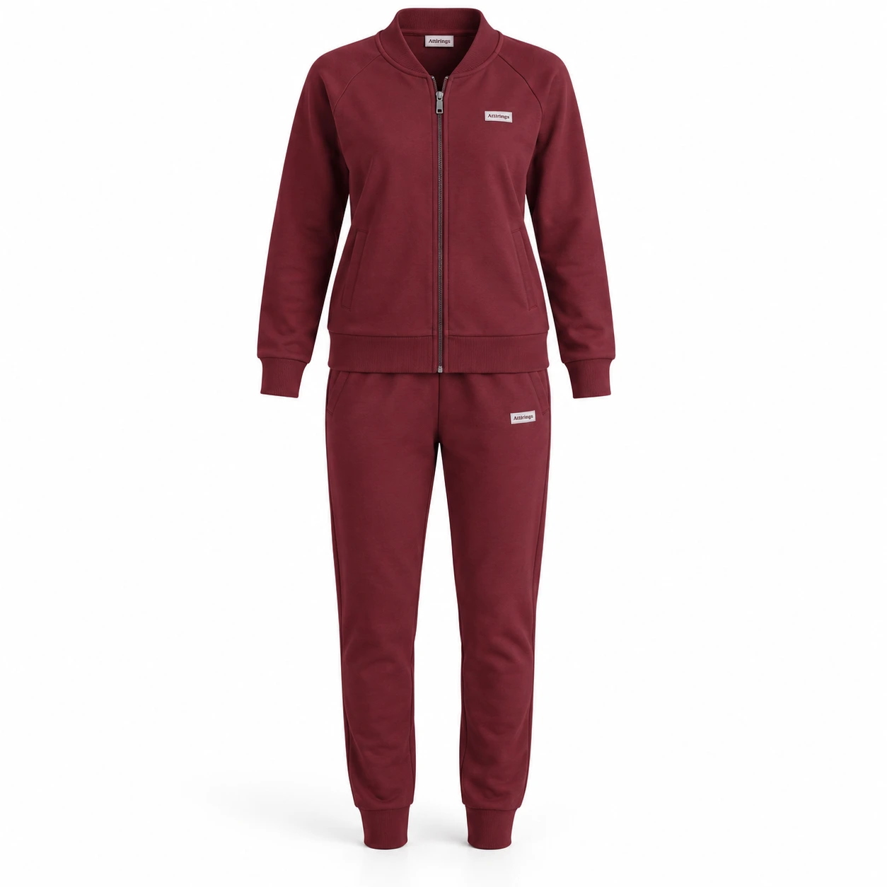 Attirings Women's Regular Fit Full-Zip Set Tracksuit, front view - AI sample