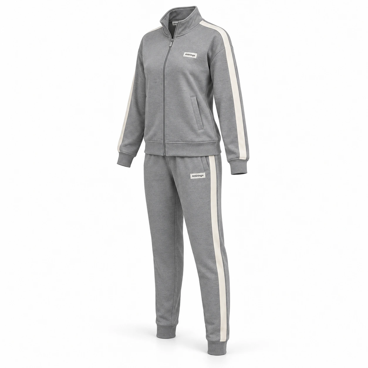 Attirings Women's Regular Fit Side-Stripe Set Tracksuit, angle view - AI sample
