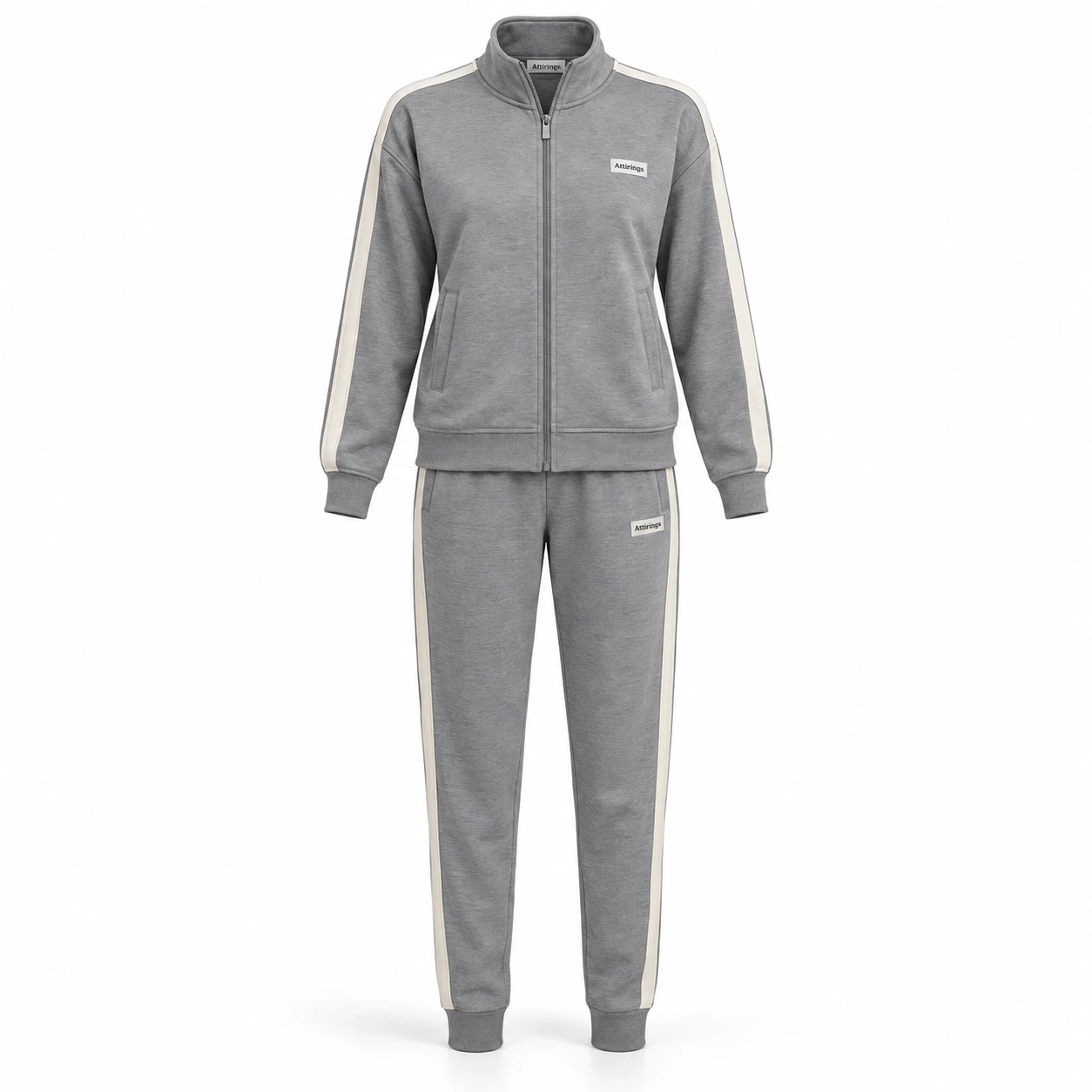 Attirings Women's Regular Fit Side-Stripe Set Tracksuit, front view - AI sample