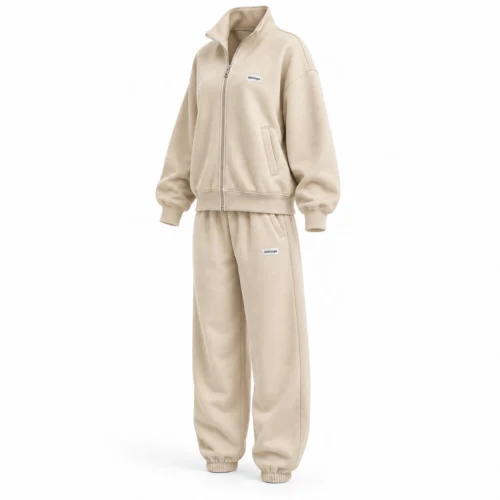 Attirings Women's Relaxed Fit Zip-Up Jacket Set Tracksuit, angle view - AI sample