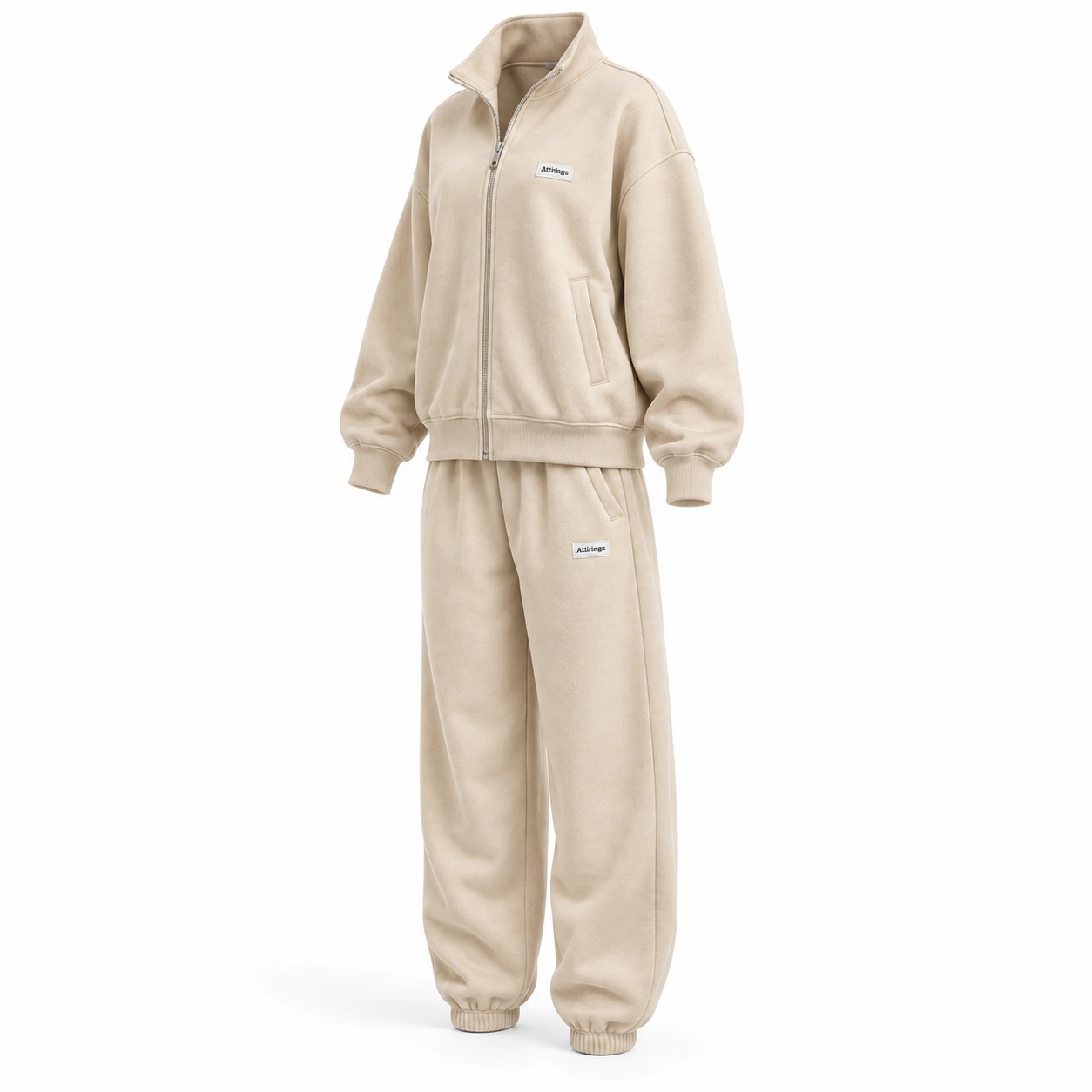 Attirings Women's Relaxed Fit Zip-Up Jacket Set Tracksuit, angle view - AI sample