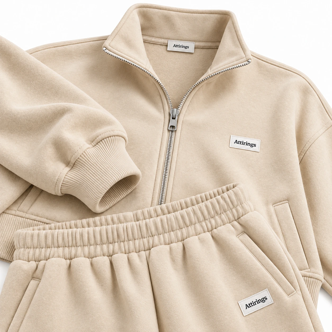 Attirings Women's Relaxed Fit Zip-Up Jacket Set Tracksuit, detail view - AI sample