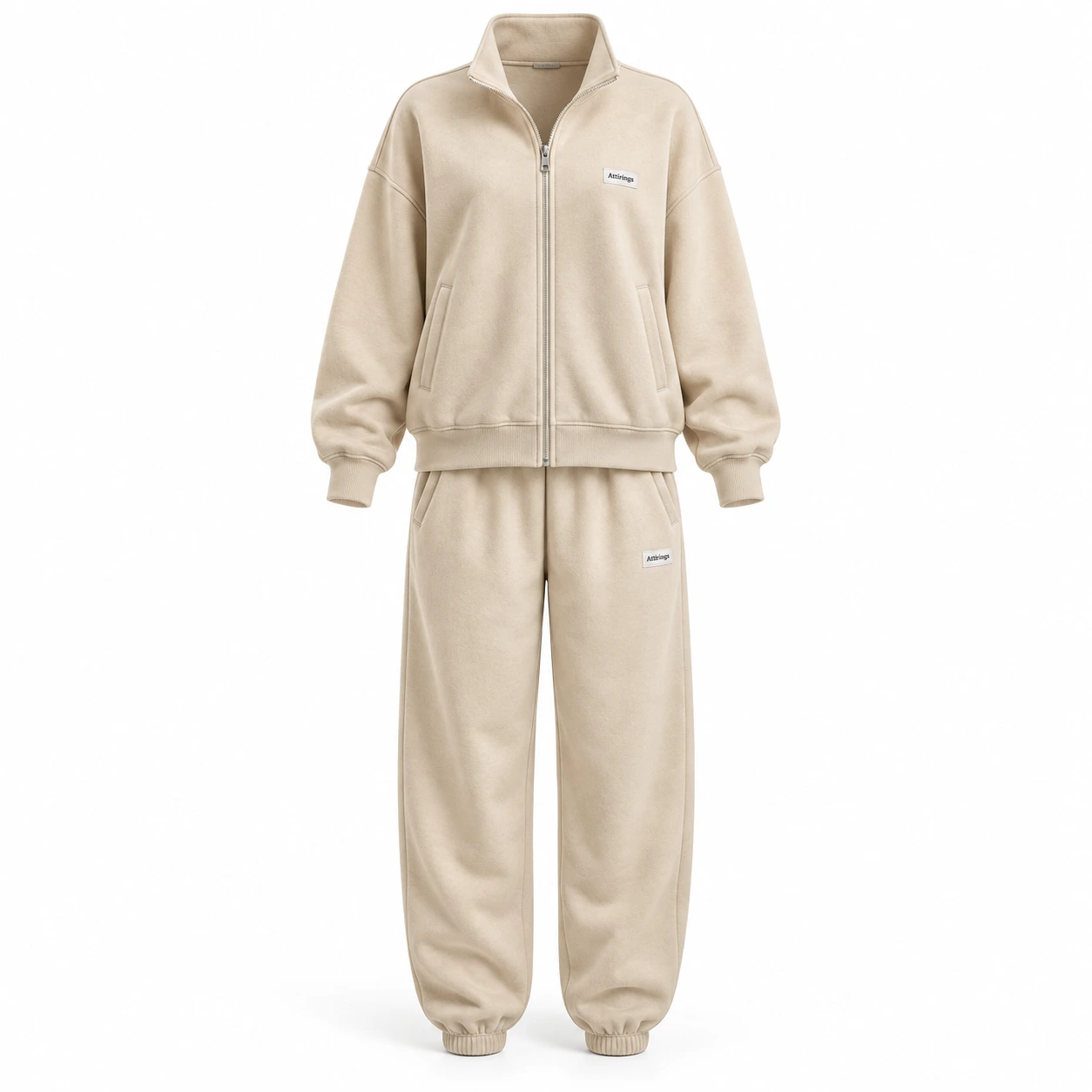 Attirings Women's Relaxed Fit Zip-Up Jacket Set Tracksuit, front view - AI sample