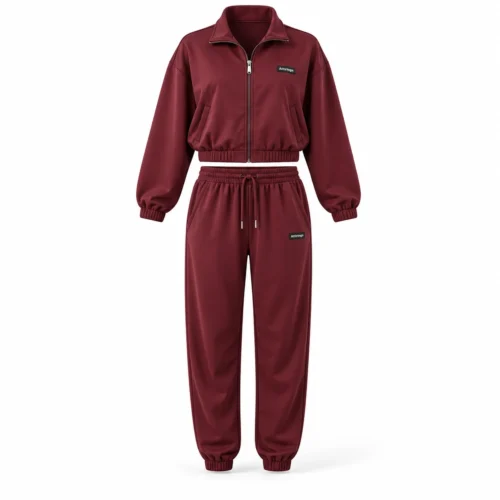 Attirings Women's Relaxed Fit Cropped Jacket Set Tracksuit, front view - AI sample