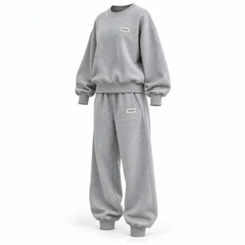 Attirings Women's Relaxed Fit Ribbed Cuff Set Tracksuit, angle view - AI sample