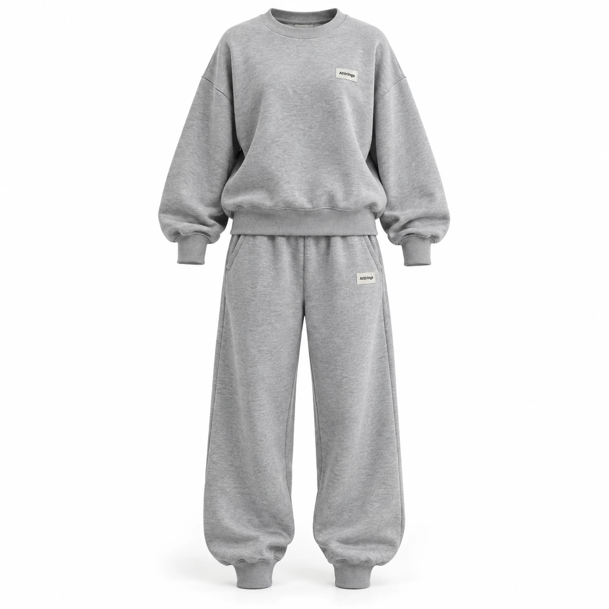 Attirings Women's Relaxed Fit Ribbed Cuff Set Tracksuit, front view - AI sample