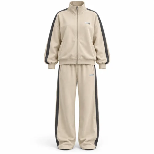 Attirings Women's Relaxed Fit Side-Stripe Set Tracksuit, front view - AI sample