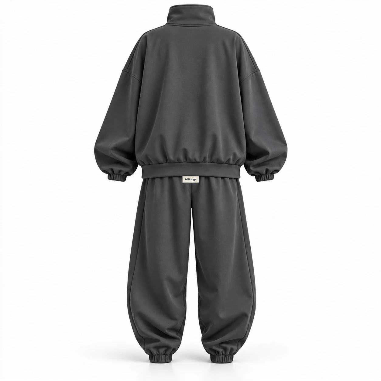 Attirings Women's Oversized Fit Zip-Up Jacket Set Tracksuit, back view - AI sample