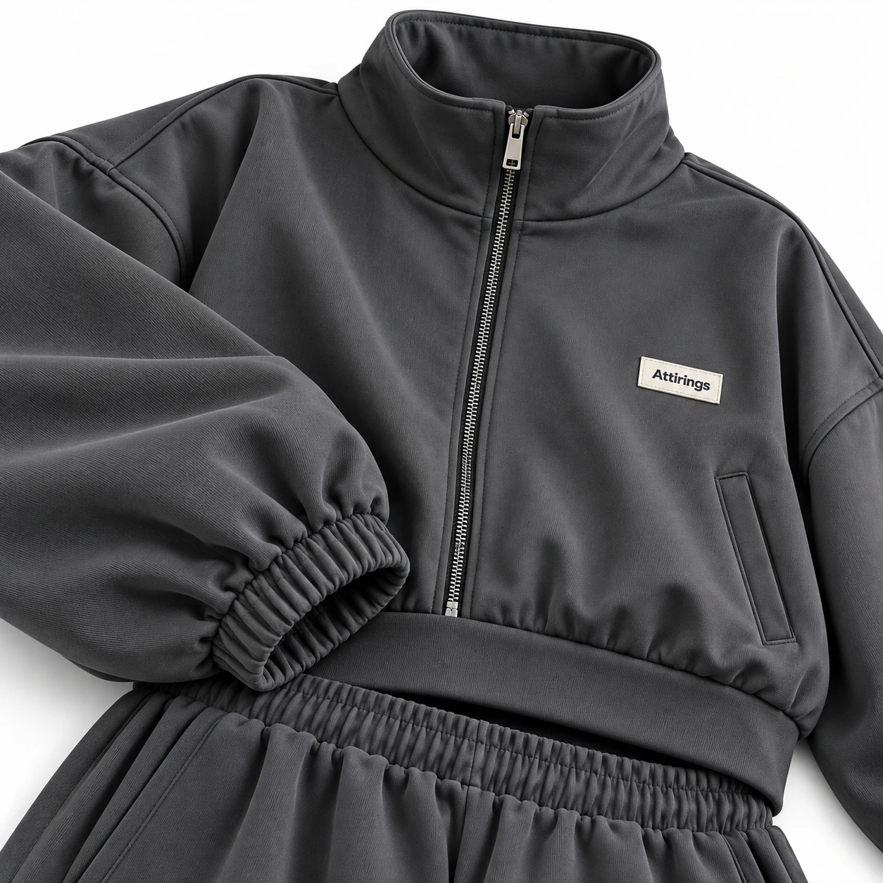 Attirings Women's Oversized Fit Zip-Up Jacket Set Tracksuit, detail view - AI sample