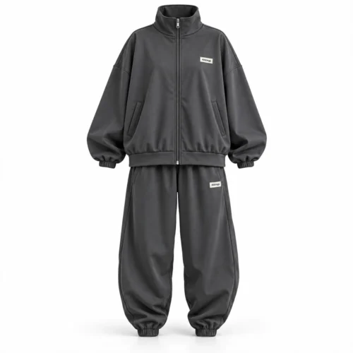 Attirings Women's Oversized Fit Zip-Up Jacket Set Tracksuit, front view - AI sample