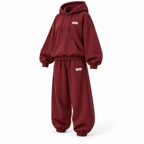 Attirings Women's Oversized Fit Hooded Two-Piece Set Tracksuit, angle view - AI sample