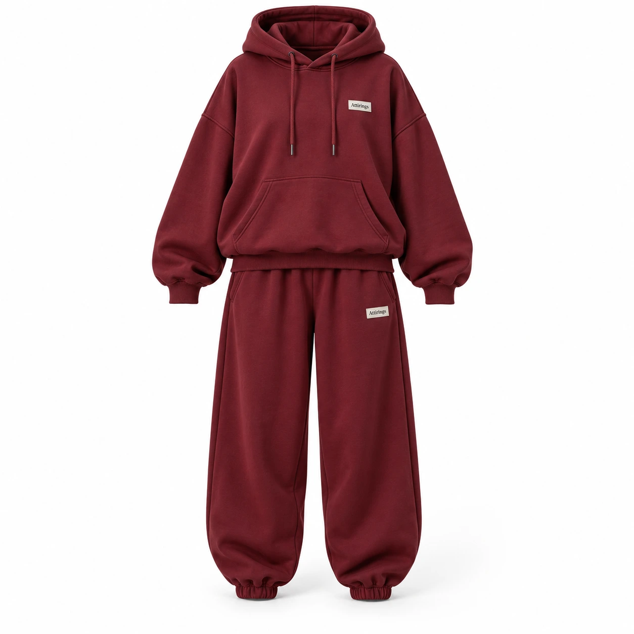 Attirings Women's Oversized Fit Hooded Two-Piece Set Tracksuit, front view - AI sample